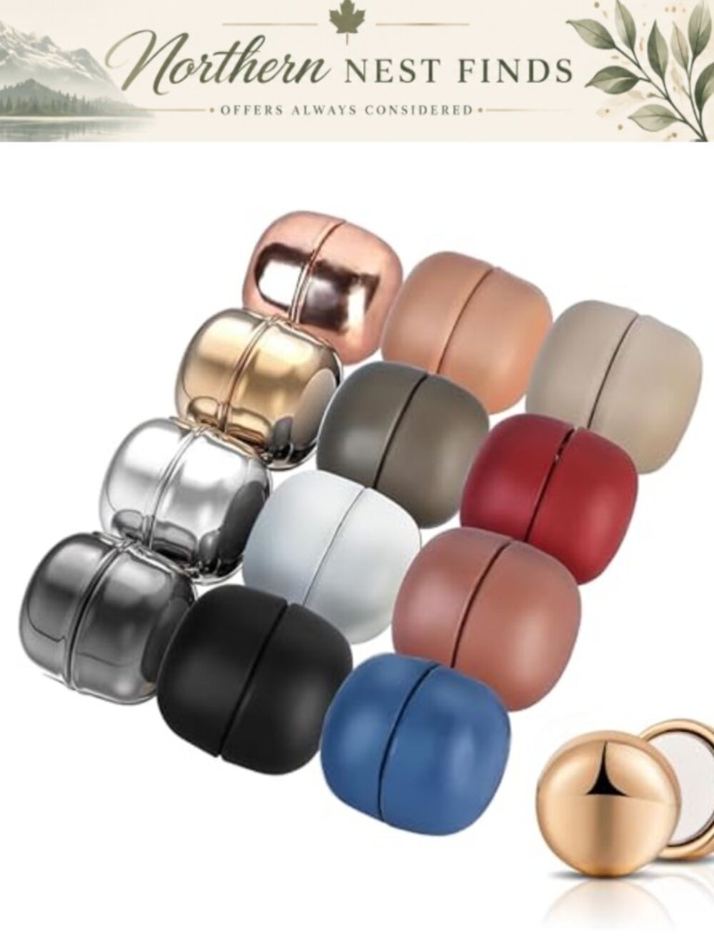 10 Pack Strong Magnetic Hijab Pins No-Snag Scarf Clasp Brooch Set